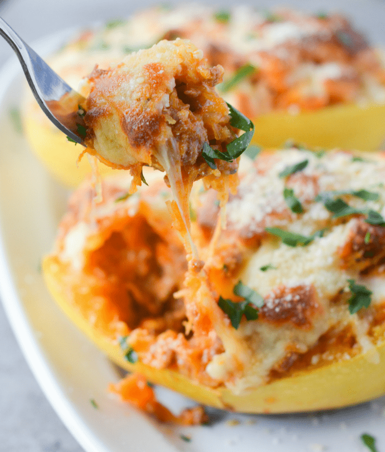 Low Carb Lasagna Stuffed Spaghetti Squash - Hey Keto Mama
