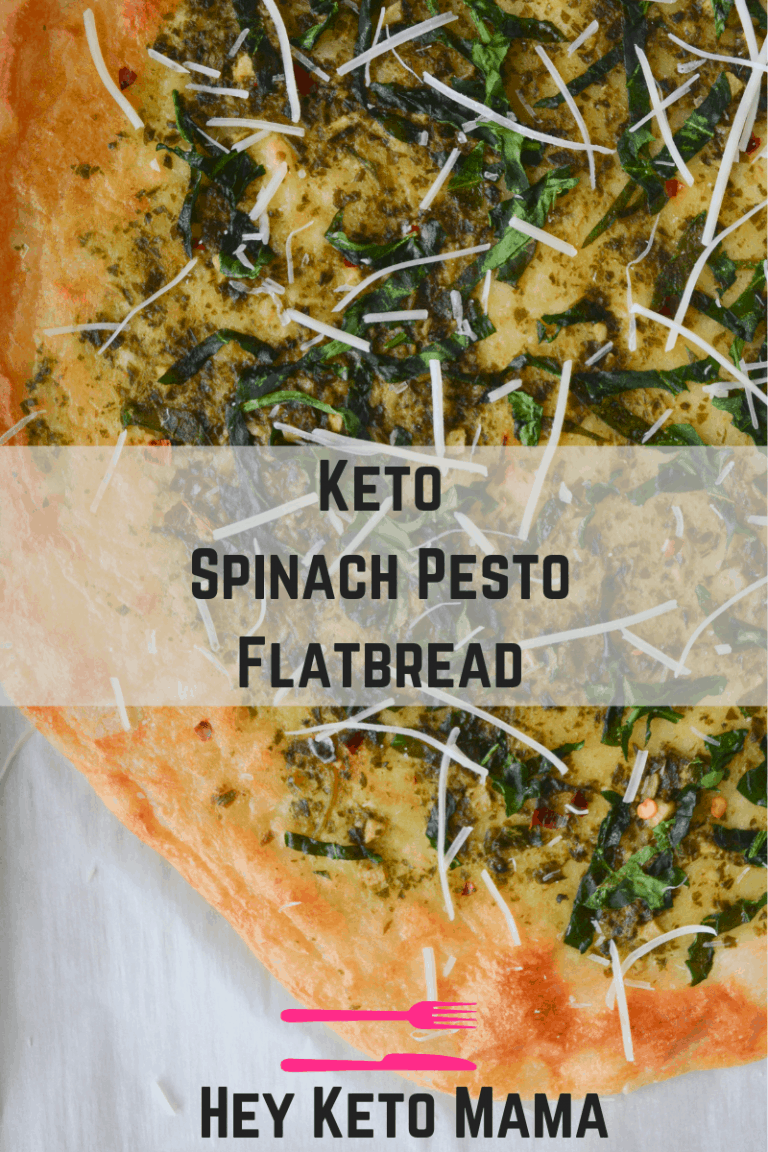 Keto Spinach Pesto Flatbread - Hey Keto Mama